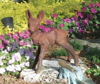 Fawn Cast Iron Statue Baby Deer Garden Sculpture