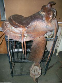 Vintage G.J. JEDLICKA Maker Santa Barbara CA 16 Western Saddle Tooled 
