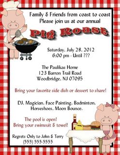 Pig Roast Invitations Outdoors BBQ Party Supplies