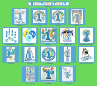 1st First Birthday Party Baby Boy Tableware Partyware Decorations 