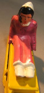 1922 42 U s Made Barclay Pink Seated Sledder Figure Cast Metal Great 