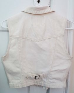 Vintage White Tag Ivory Levis Denim Cropped Fitted Trucker Jean Vest 