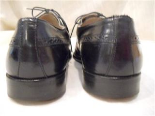 Florsheim Barletta Italy Black Leather Toe Cap Wingtip Dress Oxfords 9 