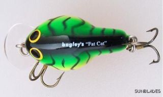 Bagley s Lure Balsa Fat Cat Fire Tiger Big Bass Fishing Rattles New 