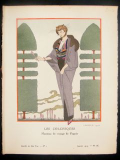 Gazette du Bon Ton by Georges Barbier 1914 Art Deco Pochoir. Les 