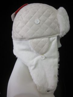 NWT PAUL FRANK Ivory Faux Fur Quilted Trapper Hat