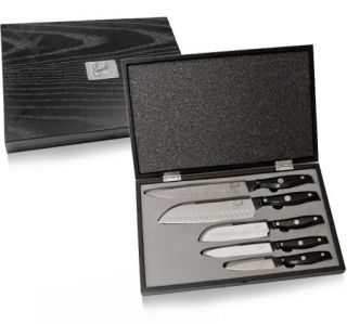 Emeril Cutlery 5 Piece Steel Knife Set in Wood Storage Box