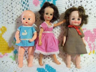 Three Vintage Dolls.Little Miss Ginger, Fluffy and Boopsie 8 50s 60s 