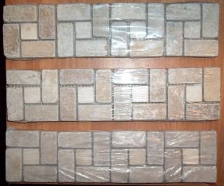 Tile border new 3 peaces #01048 Basket weave Noce Chiaro. Sold at the 