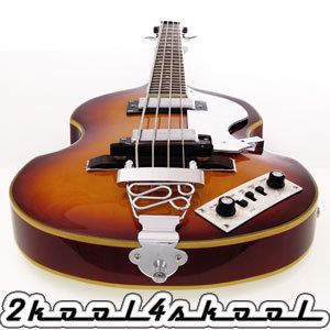 Sunburst Beatle Bass Guitar Violin Electric Gigbag Cord Hollowbody 