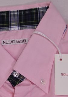 Michael Bastian Shirt $445 Pink w Plaid Collar Cuff Oxford Shirt 16 5 