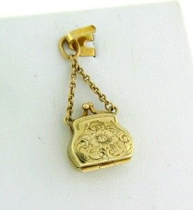 Unique Vintage Solid 14k Yellow Gold Purse Locket Charm by Sloan 