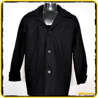 Steve Barrys Wool Jacket Car Coat Mens Size s Small Black