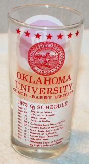 1973 Oklahoma Sooners Ou Schedule Glass Barry Switzer