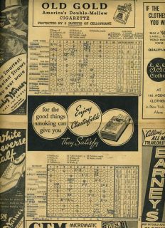   York Yankees Detroit Tigers Score Card DiMaggio Gehrig Greenberg Fox