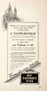 1926 Ad Taupin Bataille Address Change 64 Rue Taitbout Marketing 