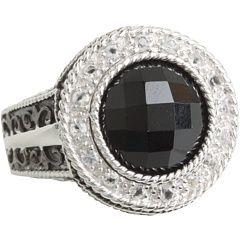 DeLatori Black Onyx and Crystal Ring   