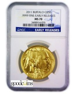 2011 $ 50 1 oz american gold buffalo ngc ms70