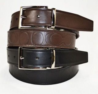 New Coach Men’s Signature Reversible Leather Belts 90209, brown 