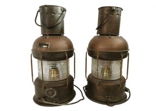 Vintage Ship Lamp  Maritime Marine Oil Lamp Lantern  Brass & Copper 