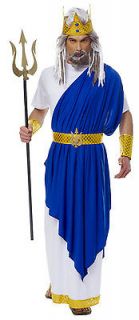 Neptune Mens Adult Costume Greek God Zeus Posiedon Mythology Nautical 