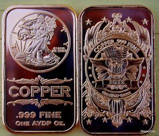 25 1 Ounce Oz. 999 Copper Bullion Art Bar Ingots Copper New 2012 