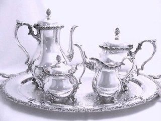 STUNNING HUGE WILCOX FRENCH ROCOCO Du BARRY Silver Tea Set MATCHING 
