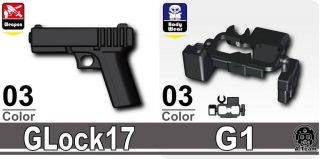 Black Tactical Belt & G17 Pistol gun swat compatible w/ minifigs 
