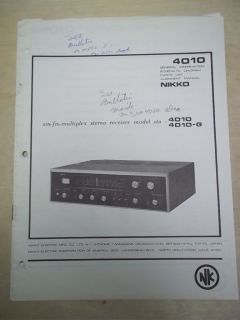 Vtg Nikko Service/Repair Manual~STA 401​0/G Multiplex Receiver~Origi 