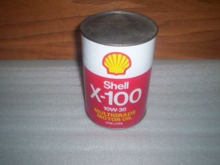 Vintage 1 Liter Shell X 100 Motor Oil Can Tin : SAE 10W 30 Multigrade