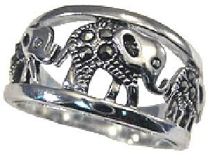 Sterling Silver Genuine Marcasite Ring Sz 5 10 Elephant S28 FREE 