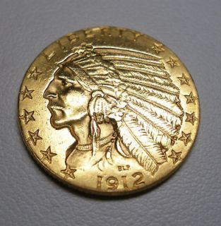 1912 indian head $ 5 half eagle gold coin time