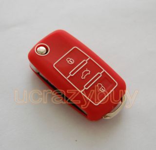 New Style Red Silicone Protective Cover Hold Bag VW Flip REMOTE KEY 