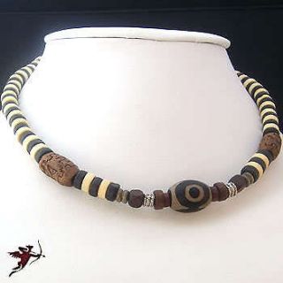 Newly listed Ethnic hemp necklace ceramic wood beads indie emo 