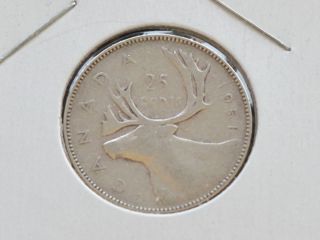 1951 Canada Twenty Five 25 Cents Georgivs VI 80% Silver Coin D0145