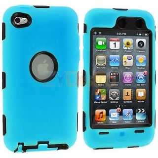 DELUXE BABY BLUE 3 PIECE HARD/SKIN CASE FOR IPOD TOUCH 4 4G 4TH GEN 