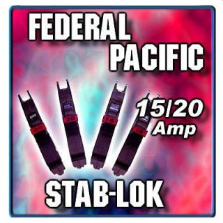 federal pacific stab lok 15 20 amp 1p thin breakers one day shipping 