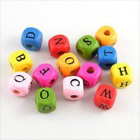 300pcs mixed letter wood square spacer beads 10mm 920a from