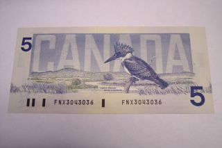 1986 BANK OF CANADA $5 FIVE DOLLARS REPLACEMENT FNX 3043036 LARGE F 