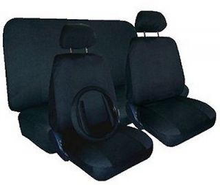 BLACK COMFORT CAR TRUCK SUV SEAT COVERS w/ Steering Wheel & Shoulder 