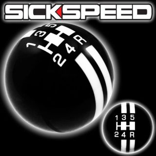 BLACK RALLY STRIPE SHIFT KNOB FOR 5 SPEED SHORT THROW SHIFTER SELECTOR 