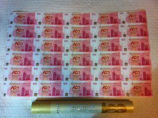 China Hong Kong 30 Uncut 2012 $100 x 30 Pcs Bank of China 100th 