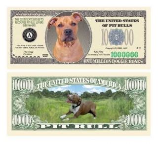 pit bull terrier puppy dog novelty one million dollar bill