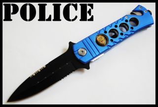 inch Police Spring Assisted Open Pocket Knife Glass Puncher Seat 