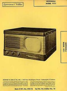 Sams Photofact RARE 1948 Motorola VT71 Television TV early TS 4J 