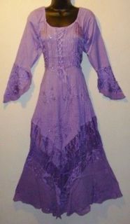 Sexy Light Purple Lace Up Empire Waist Bell Sleeve Long Dress Fit XL 