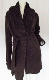 New Lafayette 148 NY Wool Alpaca Blend Cardigan Sweater Coffee Brown $ 