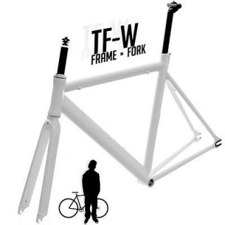 track fixie road bike frame with fork white 56cm from