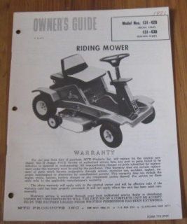 mtd 131 420 131 430 riding mower operator s manual
