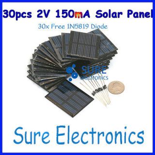 30pcs 30X 2V, 150mA 300mW 9Watts 9W Totally Solar Panel Power Cell For 